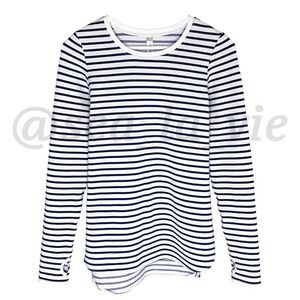 Lorna Jane Striped Long Sleeve Active Pullover in Navy